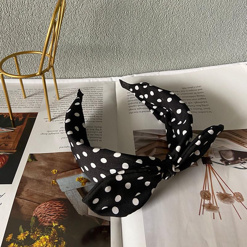 Black Polka Dot Bow Headbands Cute Halloween Headbands 50s Costume Retro Party Hair Accessories for women and girls