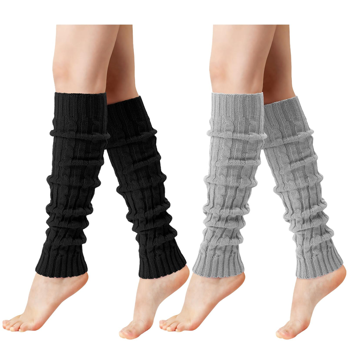 Pleneal Leg Warmers for Women Cable Knit 80s Warm Long Socks Party Sports