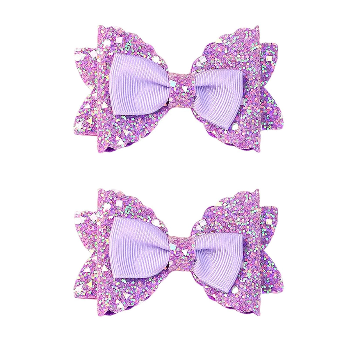 Purple Glitter Hair Clips Fashion Bow Clips Sparkling Bow Alligator Clips Hairpins Women Girls Hair Accessories for Baby Shower,Birthday Party Festival Gifts (purple)
