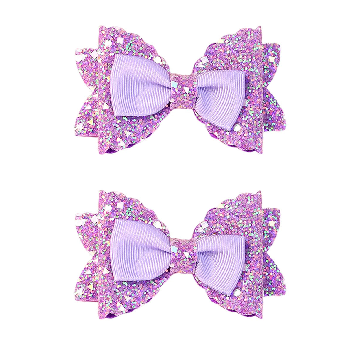 Purple Glitter Hair Clips Fashion Bow Clips Sparkling Bow Alligator Clips Hairpins Women Girls Hair Accessories for Baby Shower,Birthday Party Festival Gifts (purple)