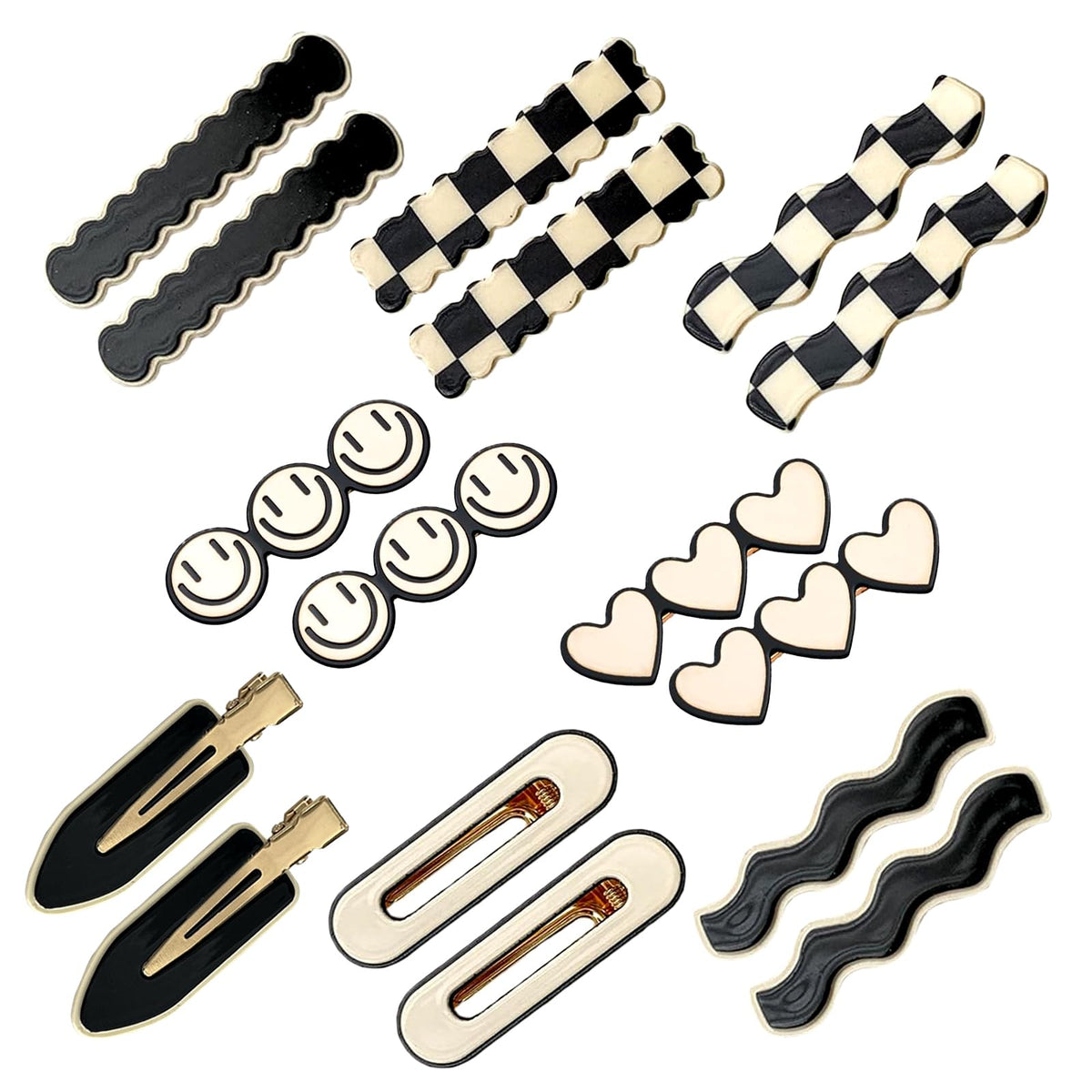 11 Pcs women's hair clip, black and white anti pearl acrylic resin Korean style fashionable hair clip set, suitable as a hair accessory decoration wedding gift for women and girls (pearl)