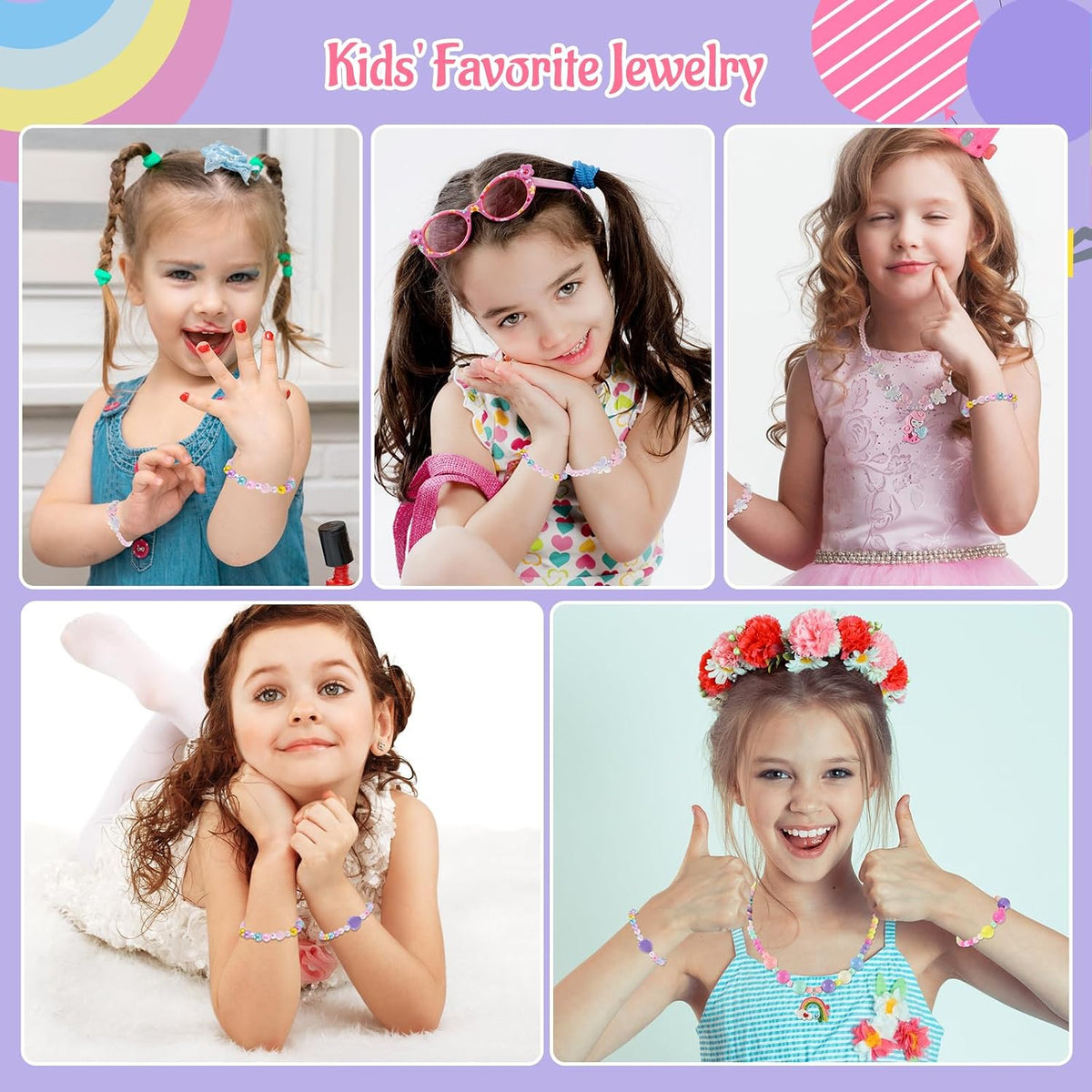 Faburo 10pcs Kids Jewelry for Girls, Little Girls Jewelry Necklace for Girl