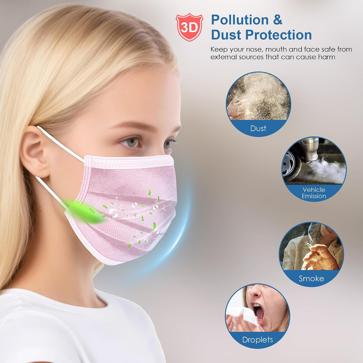 NNPCBT 3 ply Disposable Masks Breathable Face Masks for Adults