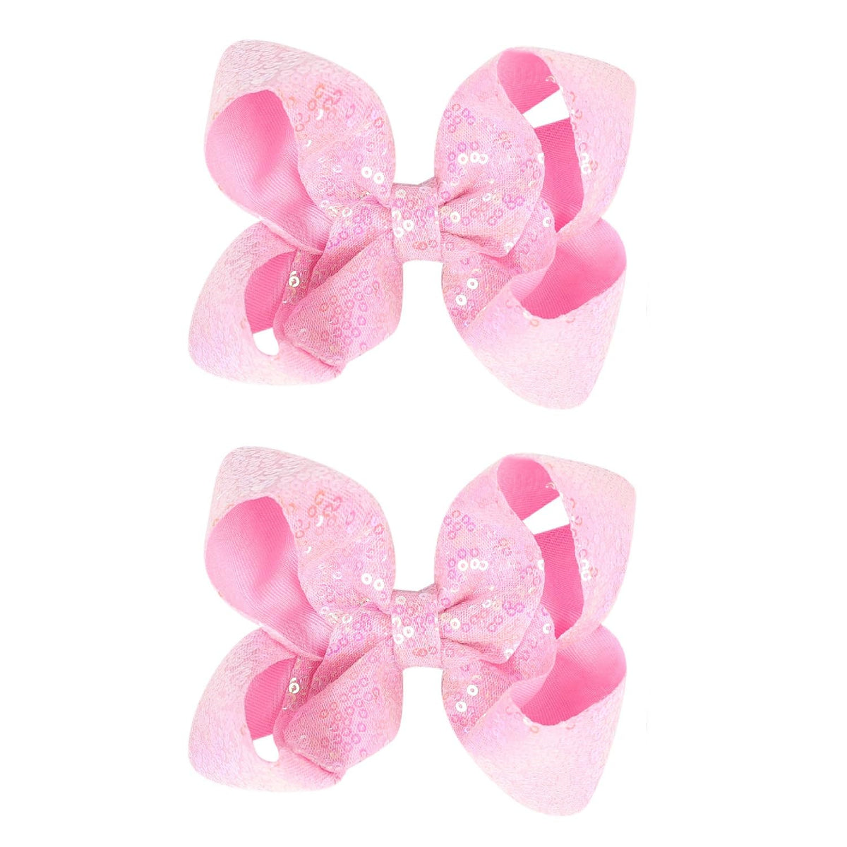 2 PCS Enchanting 5-Inch Fairy Fashion Bow Hairpin: Multicolor Option Sequins Hair Clip for Kids and Teenage Girls (Black)