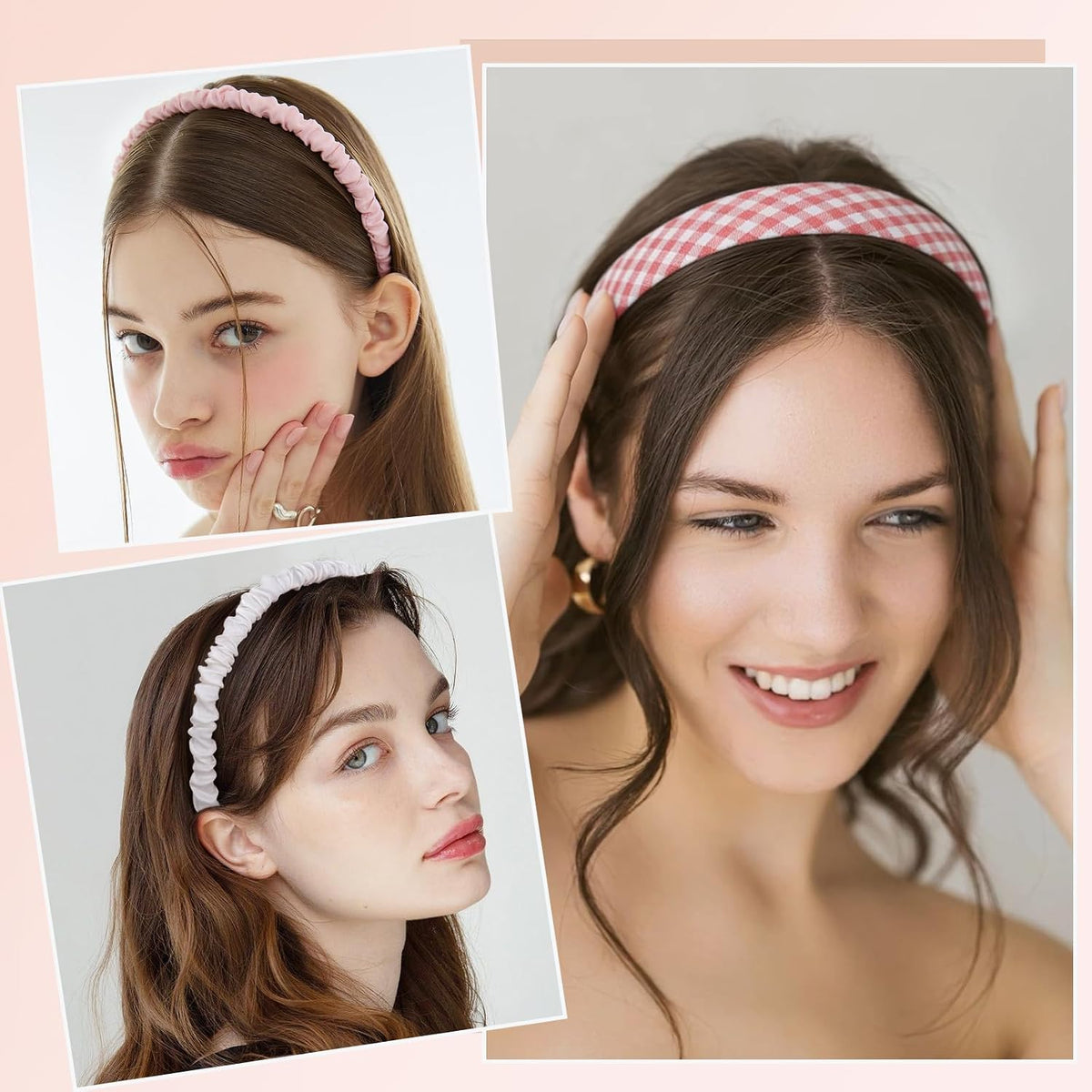 Headbands Girls 7Pcs Wide Head Bands for Kids Pink HeadBands White Pearl Headband Toddlers Women Thin Hairbands Fashion Non-Slip Elastic Head Bands for Kids Children