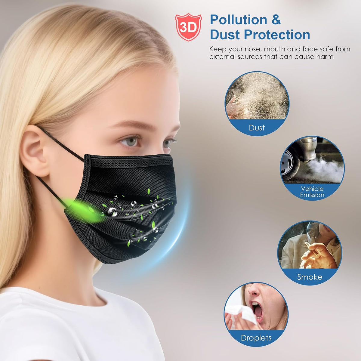 NNPCBT 3 ply Disposable Masks Breathable Face Masks for Adults