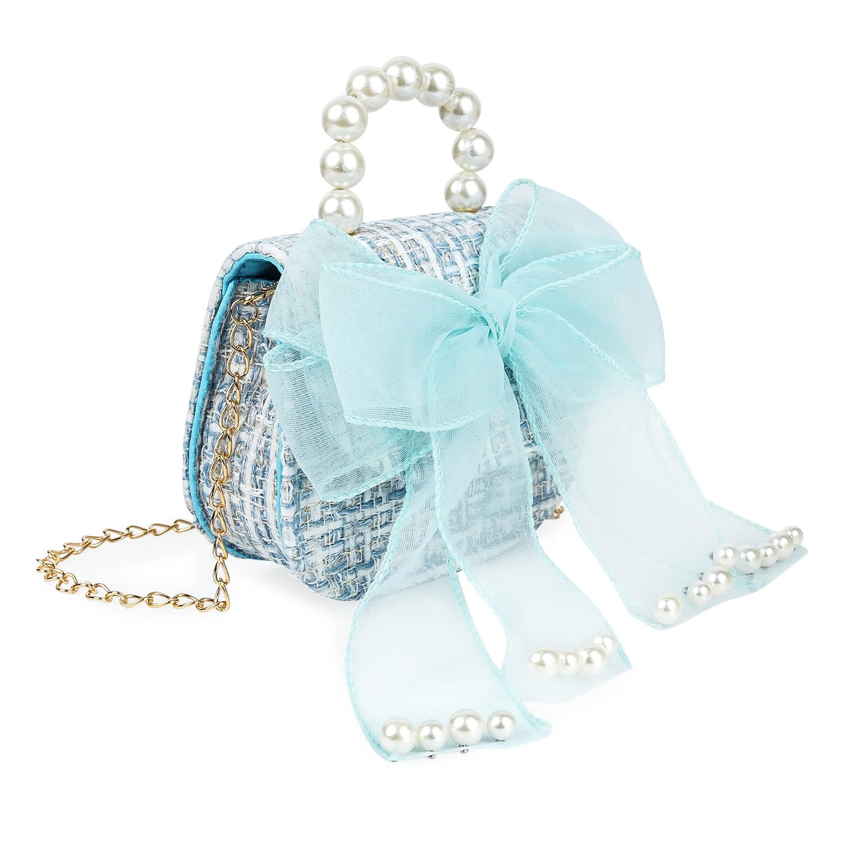 Cute Crossboby Purse with Bowknot Shoulder Bag for Little Girls, Girls Kids Fashion Handbags with Pearl Handle