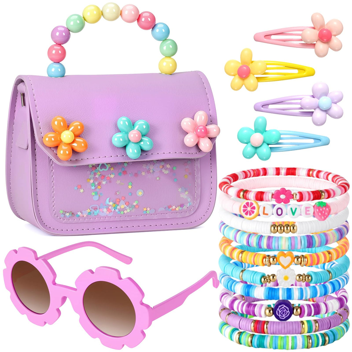 Purse for Girls, Accessories Gift Set Snap Hair Clip Bracelets