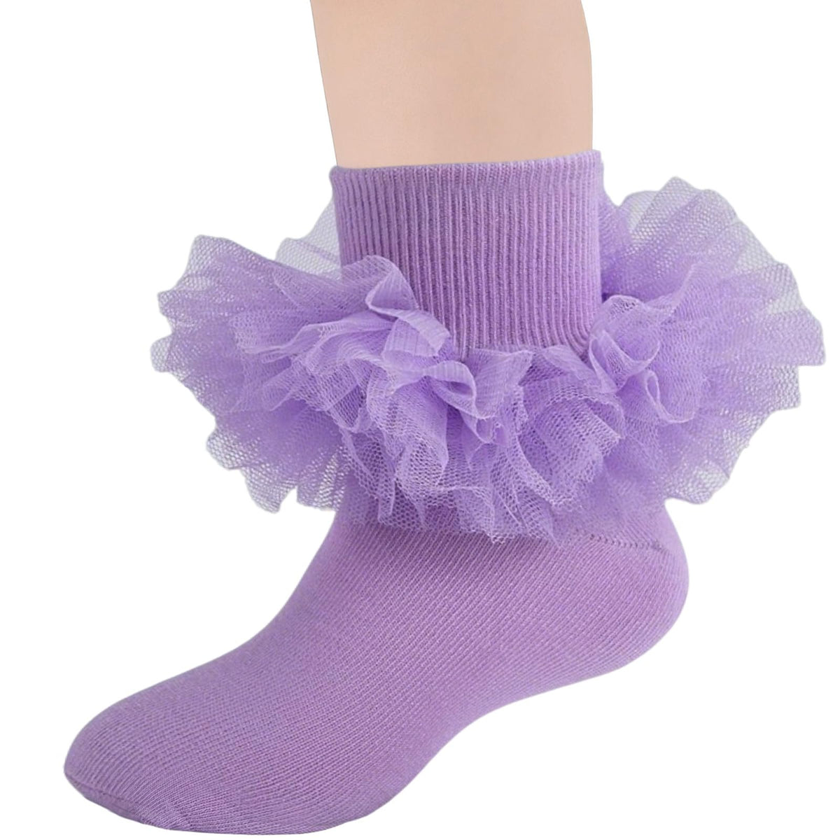 Girls Ruffle Socks Toddler Fluffy Ruffle 4-Layer Lace Dress Socks Turn Cuff Pageant Tutu Socks for Baby Girl Kids