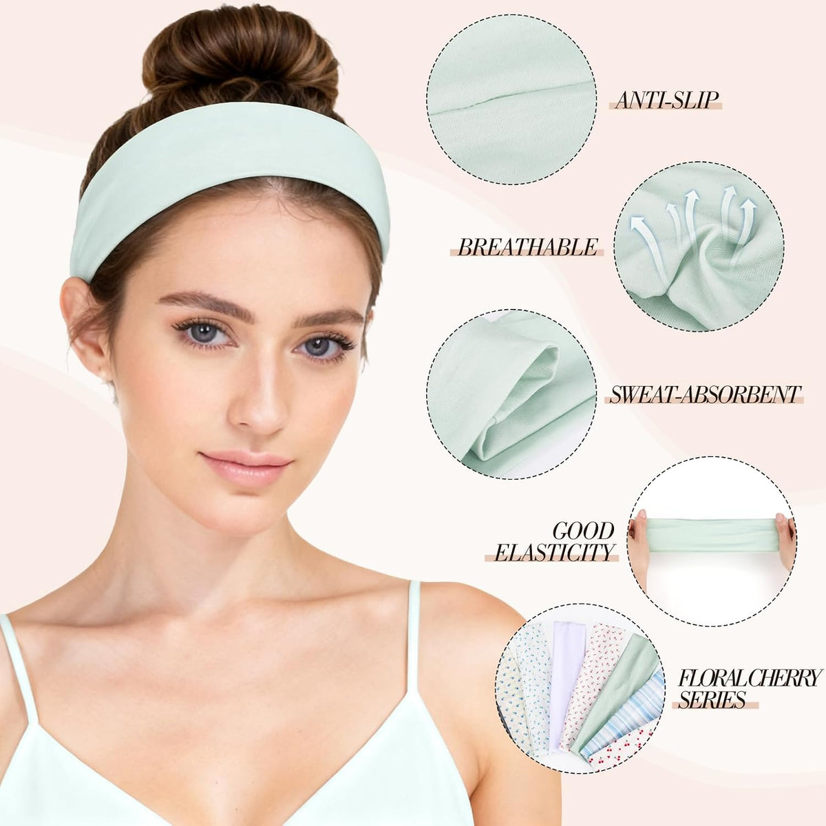 obeoby Flower Headbands for Music Festival Outfits, Cute Headbands for Teen Girls Daily Outfit Gatherings Non Slip Floral Stripe Fashion Hair Bands