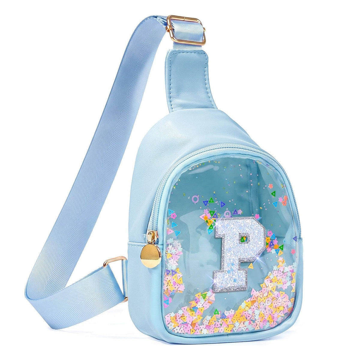 COSHAYSOO Personalized Christmas Birthday Gifts Burr Basket Stuffers for Girls Blue Purse Sling Bag Crossbody Girl Cute Funny Cool Mini Travel Fashion Accessories Monogrammed Initial Letter K