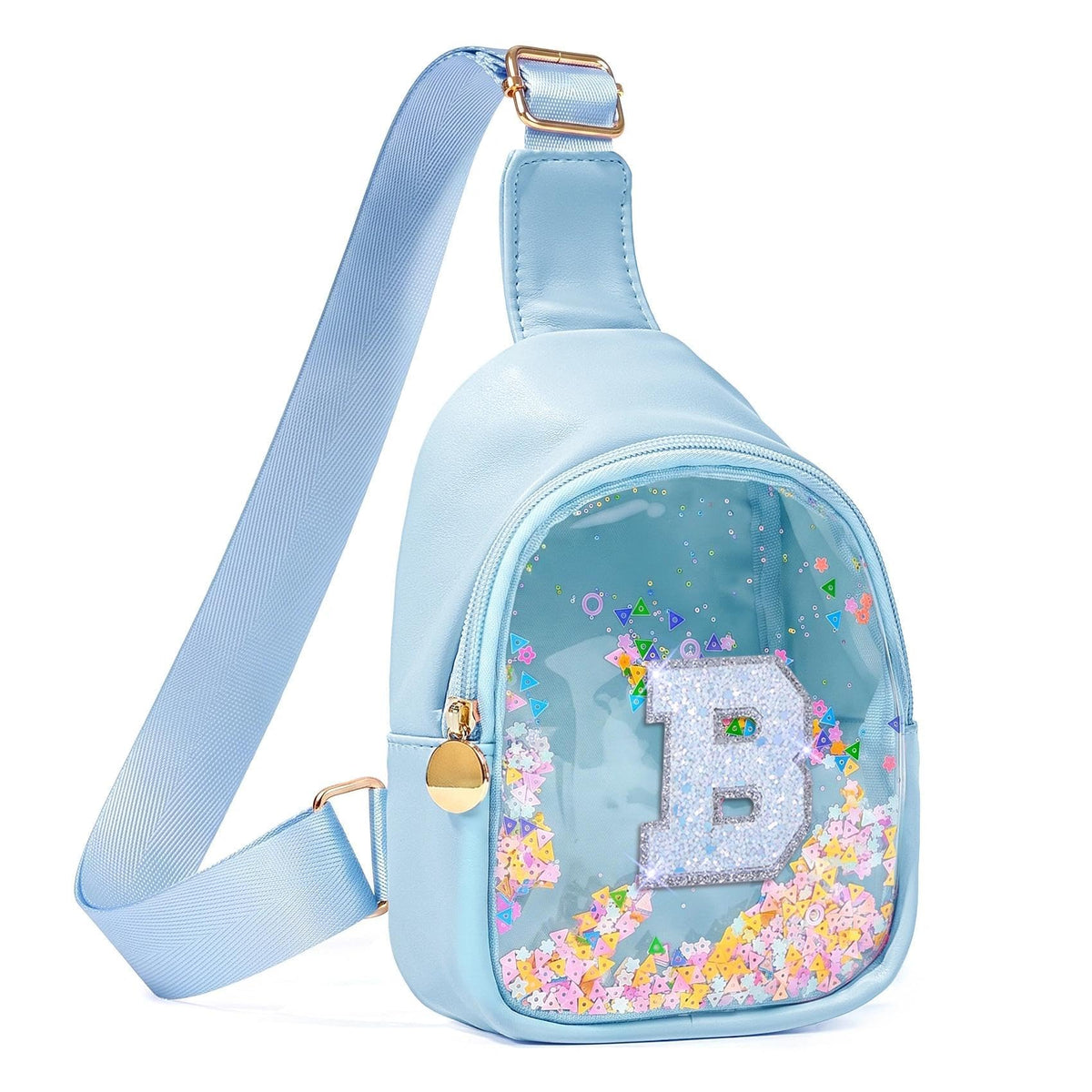 COSHAYSOO Personalized Christmas Birthday Gifts Burr Basket Stuffers for Girls Blue Purse Sling Bag Crossbody Girl Cute Funny Cool Mini Travel Fashion Accessories Monogrammed Initial Letter K