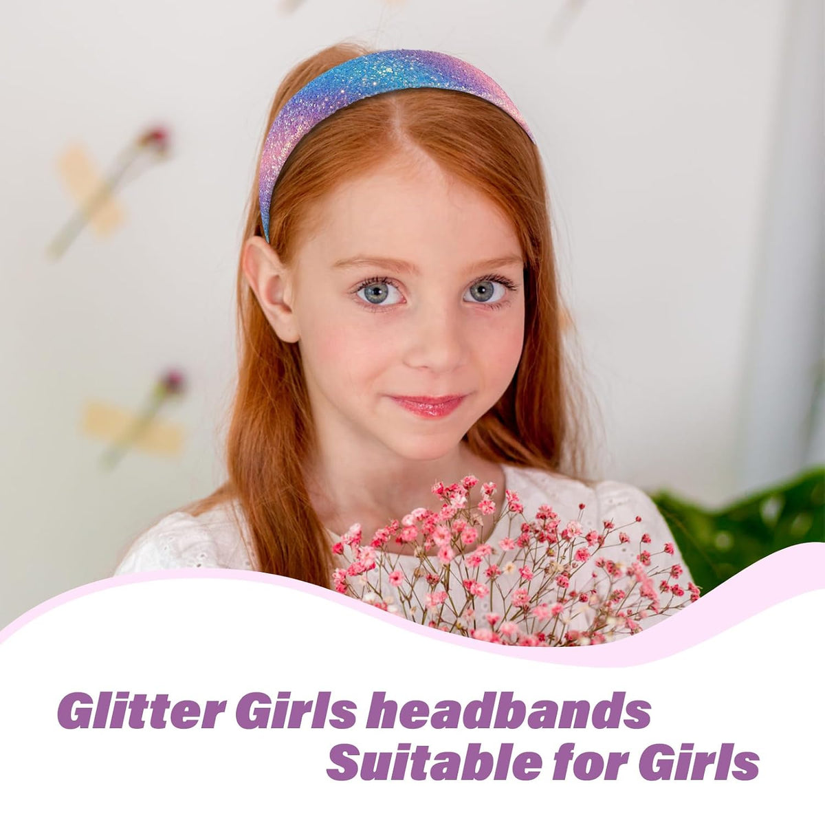 Headbands for Women Girls Hair Accessories Glitter Purple Blue Headband Hair Accessories for Girls Sparkly Headband Rose Gold HairBand for Girl Daily Outfit & Back to School, Holidays