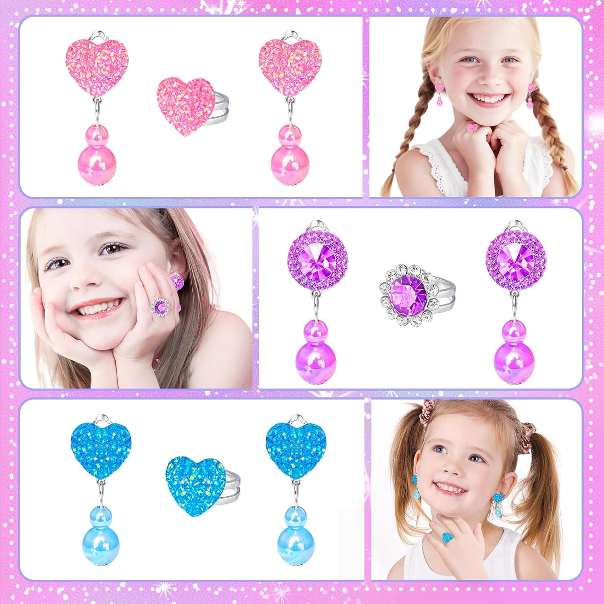 Kids Play Jewelry Sets, Princess Toys for Girls 4-6,Little Girl Jewelry