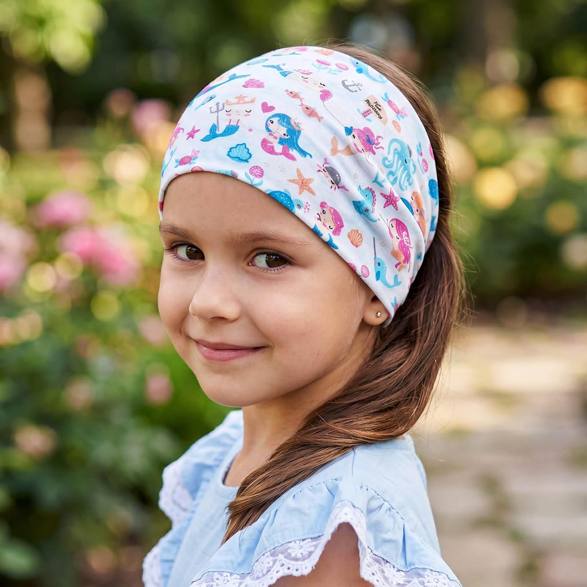 Bohend Girls Headbands Wide Knotted Hair Bands 3Pcs Non Slip Elastic Cute Head Bands Workout Yoga Sweatband Hair Accessories for Girls and Kids (B)