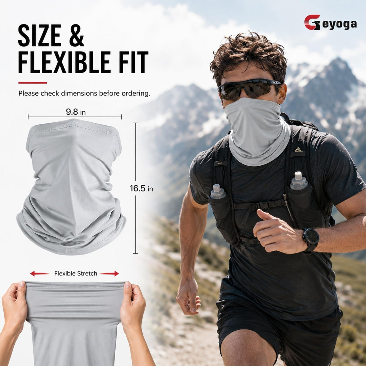 Geyoga 6 Pcs Neck Gaiter Cooling Face Bandana Mask for Men