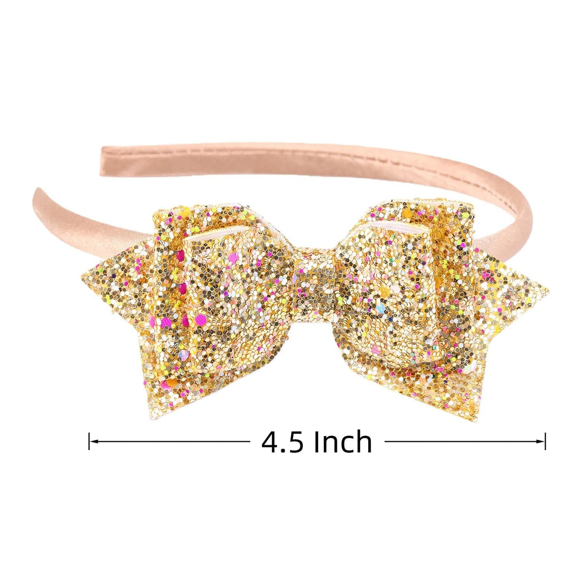 Glitter Girls Headband, Sparkly Sequin Heart Butterfly Star Hair Accessory for Kids, Cute Toddler Headband for Christmas, Halloween, Birthday Parties, Gift for Girls(Gold)