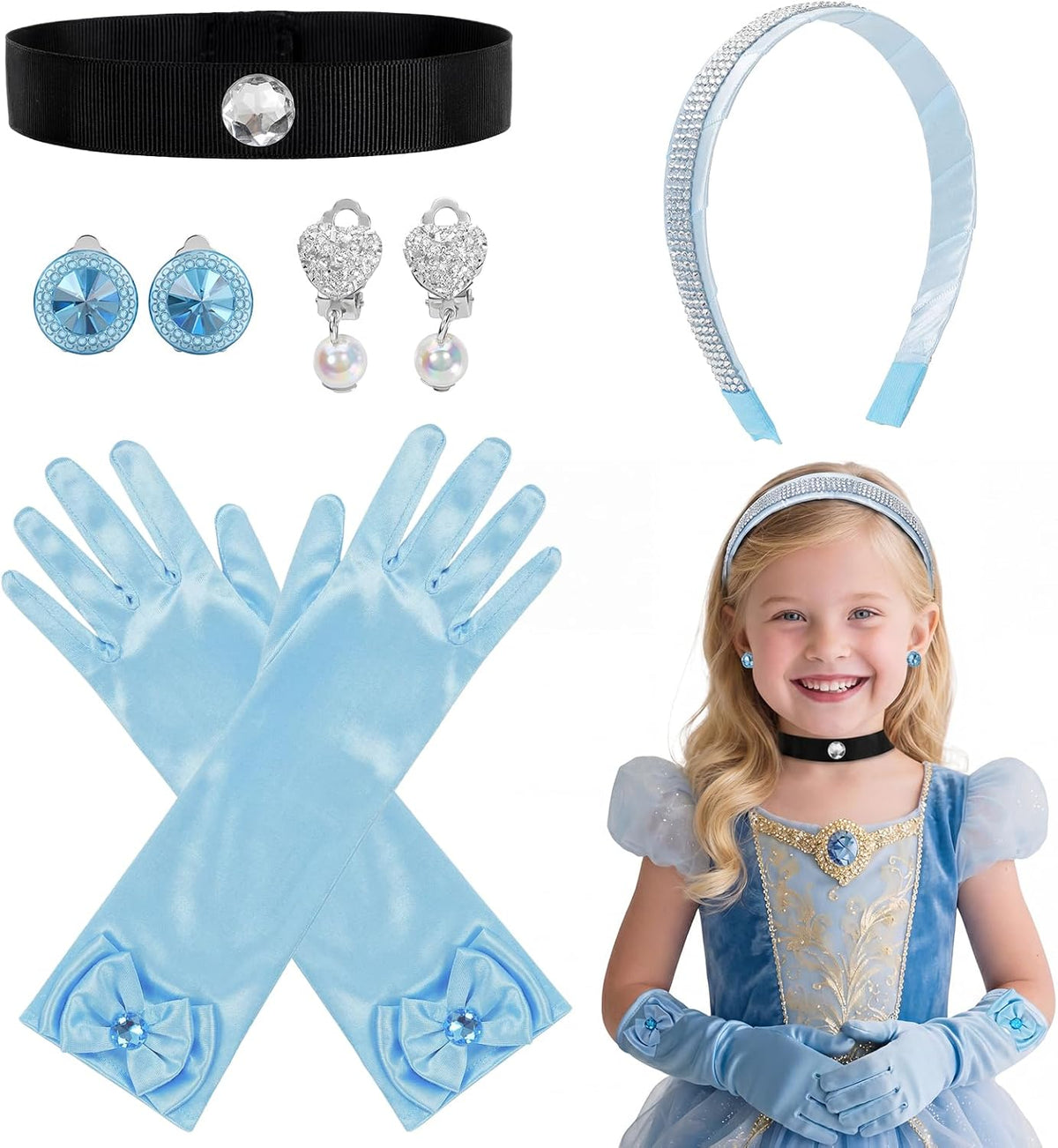 Blue Princess Cosplay Accessories for Kids & Girls (3-8 Years)