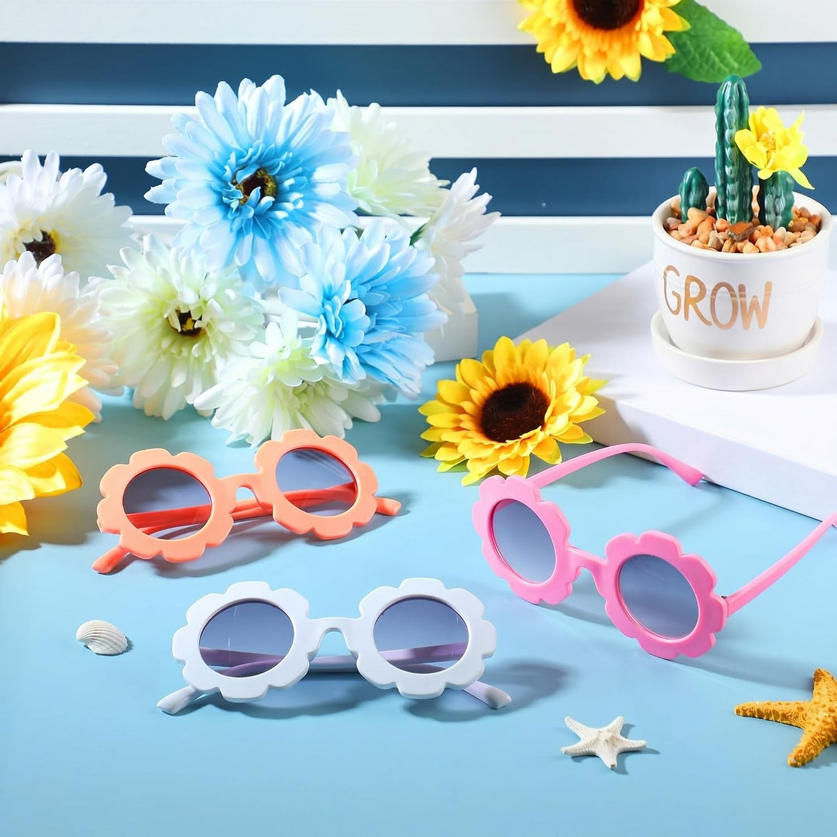 Flutesan 3 Pack Kids Flower Glasses