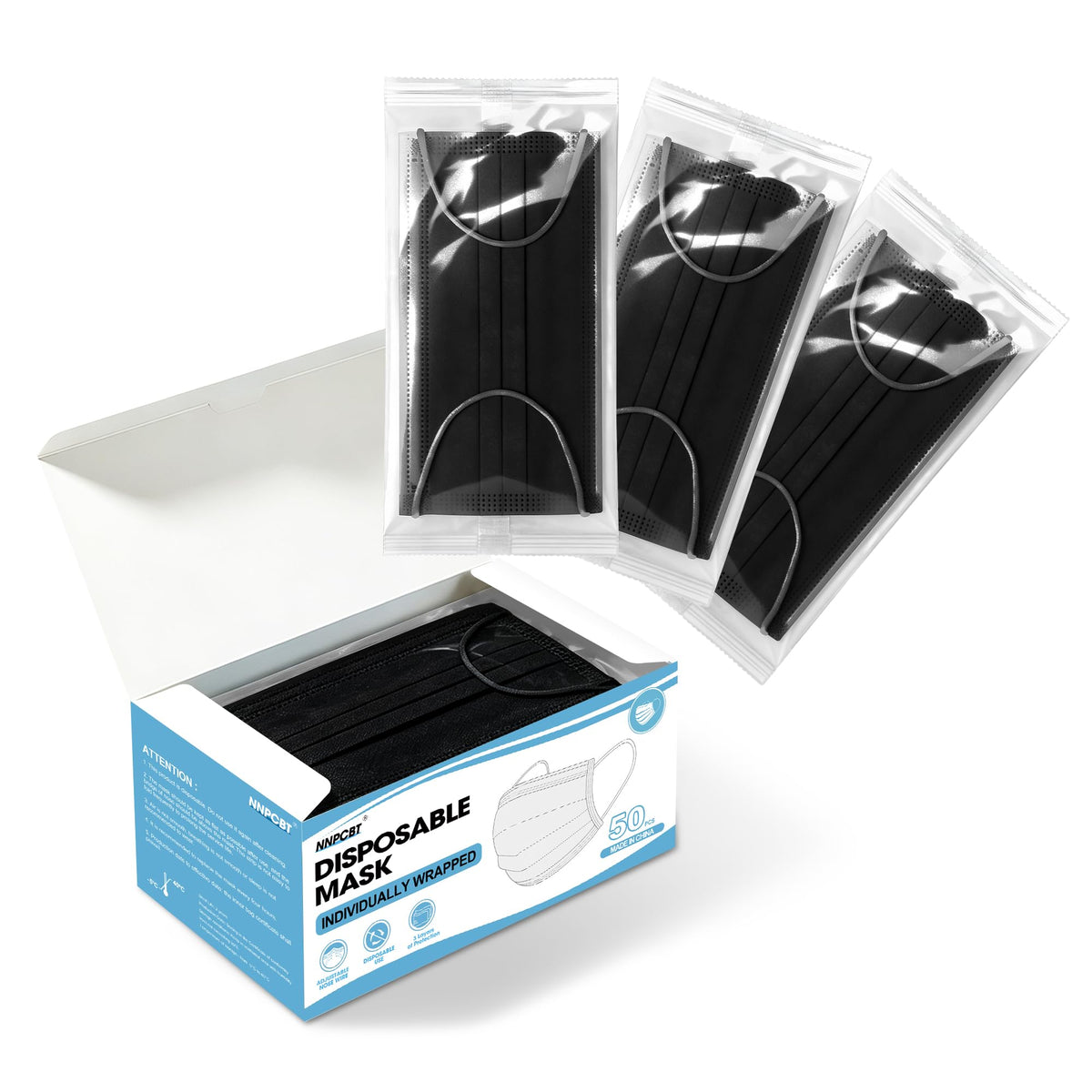 NNPCBT 3 ply Disposable Masks Breathable Face Masks for Adults