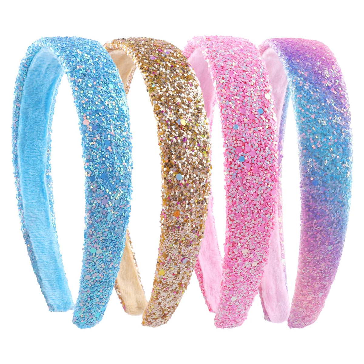 Glitter Headbands for Girls Wide Sparkly Headbands for Little Girl Hair Accessories Thick Bling Hairband for Children