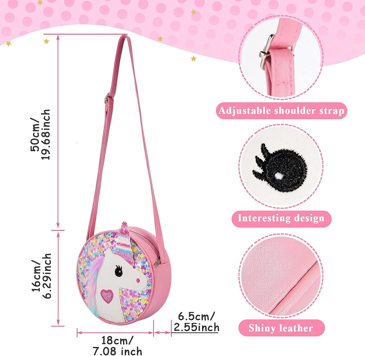 Hifot Unicorn Crossbody Bag with Jewellery Set, Little Girl Glitter Handbag Necklace Bracelet Hair Clips Accessories Set Princess Jewelry Party Favors Gift Dress Up