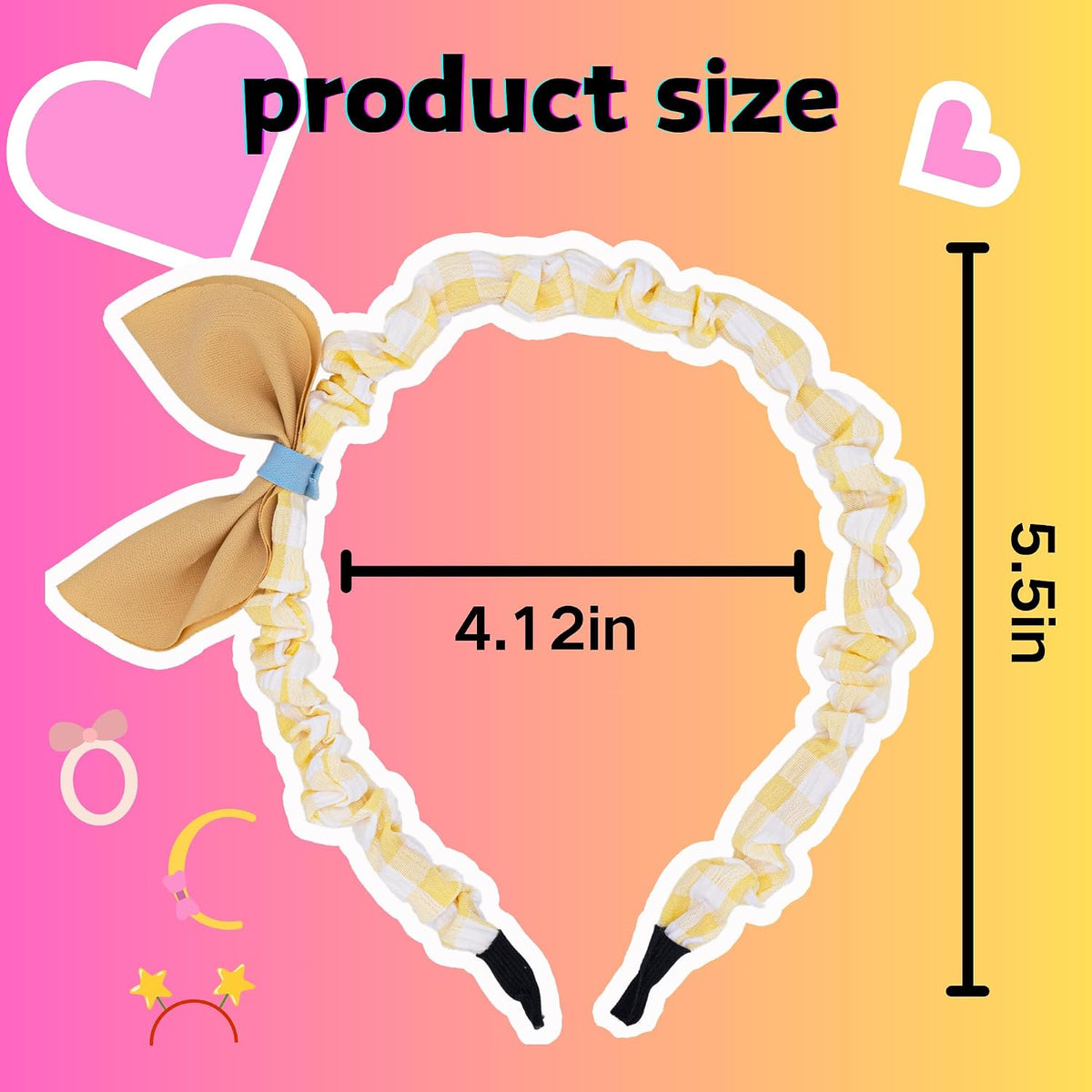 Headbands and Hair Bands for girls kids little girls teen toddler Hair Accessories with Heart Star and Bow Designs Also Perfect for Gift for 6-18 Ages