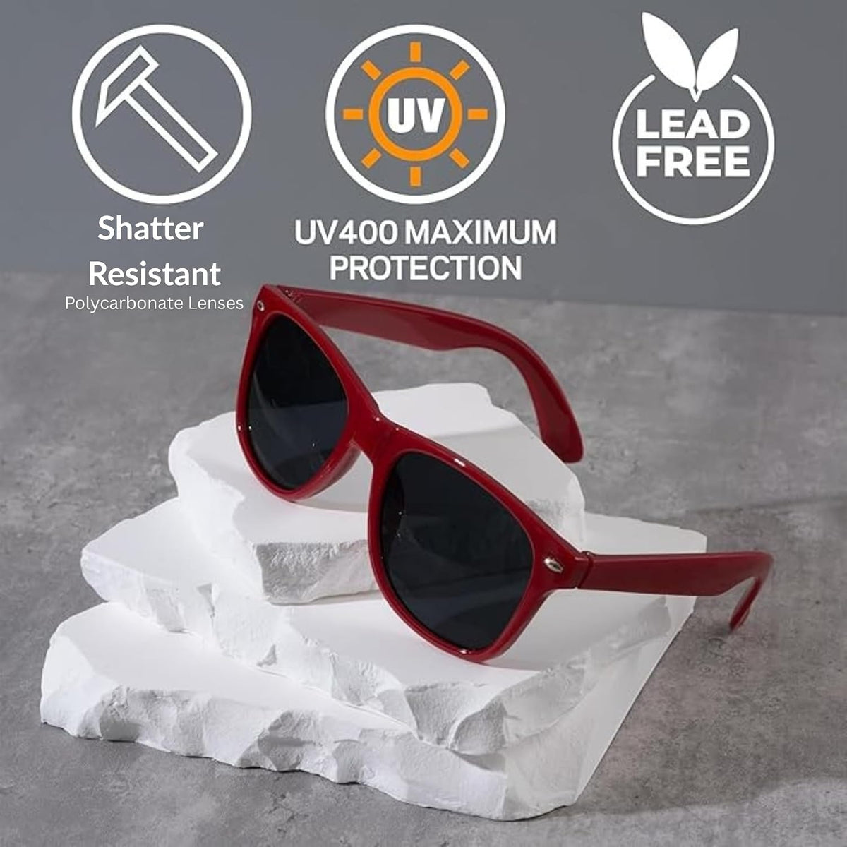 Kids Sunglasses with UV400 Protection - Lightweight Frames - Shatter-Resistant Lenses