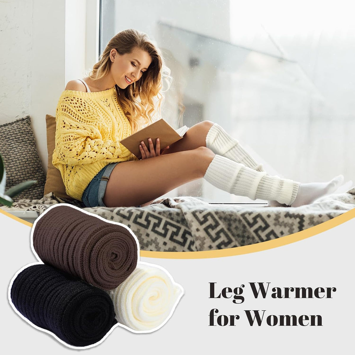 Passionbility Leg Warmers for Women 80s, Ribbed Knit Long Socks Leg Warmer