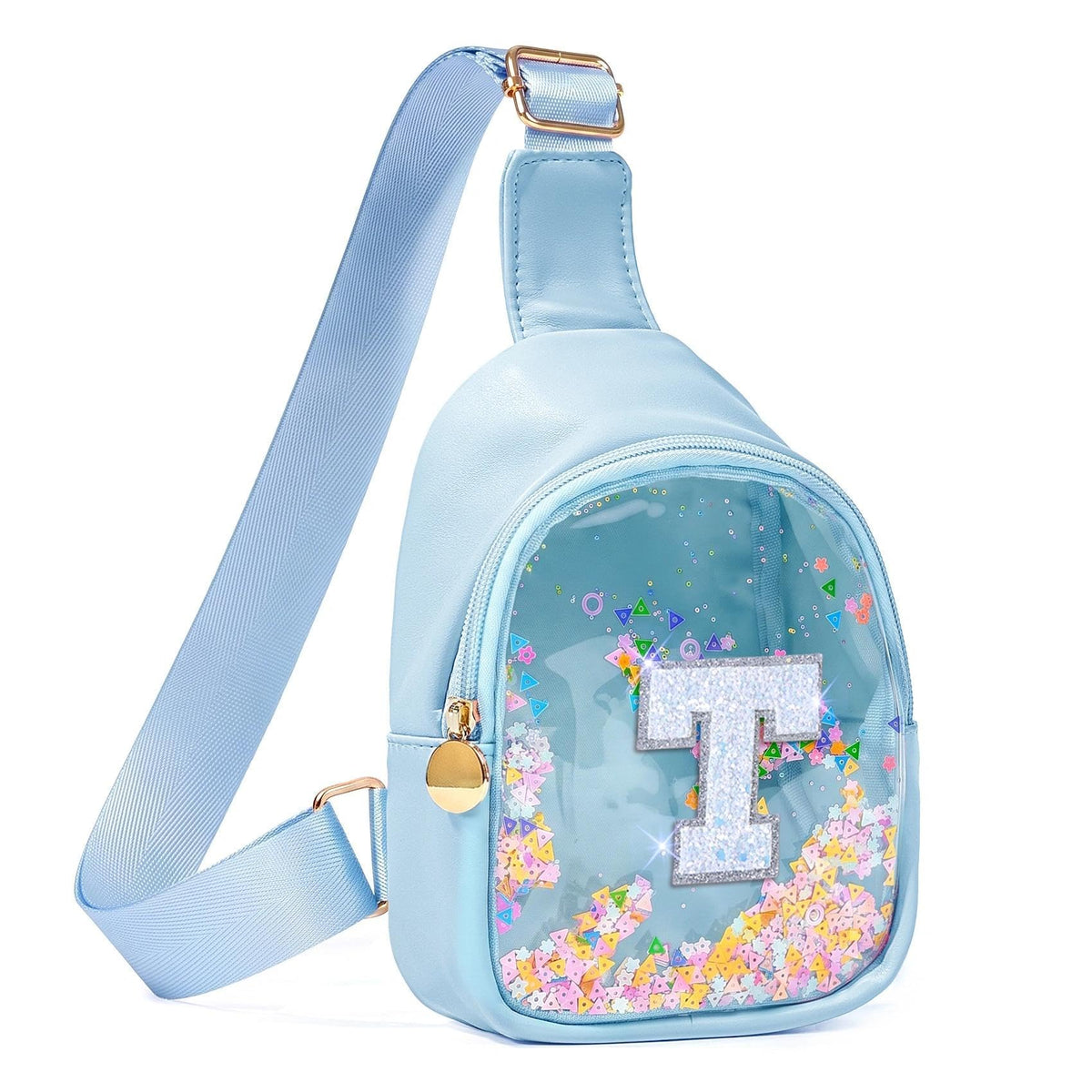 COSHAYSOO Personalized Christmas Birthday Gifts Burr Basket Stuffers for Girls Blue Purse Sling Bag Crossbody Girl Cute Funny Cool Mini Travel Fashion Accessories Monogrammed Initial Letter K