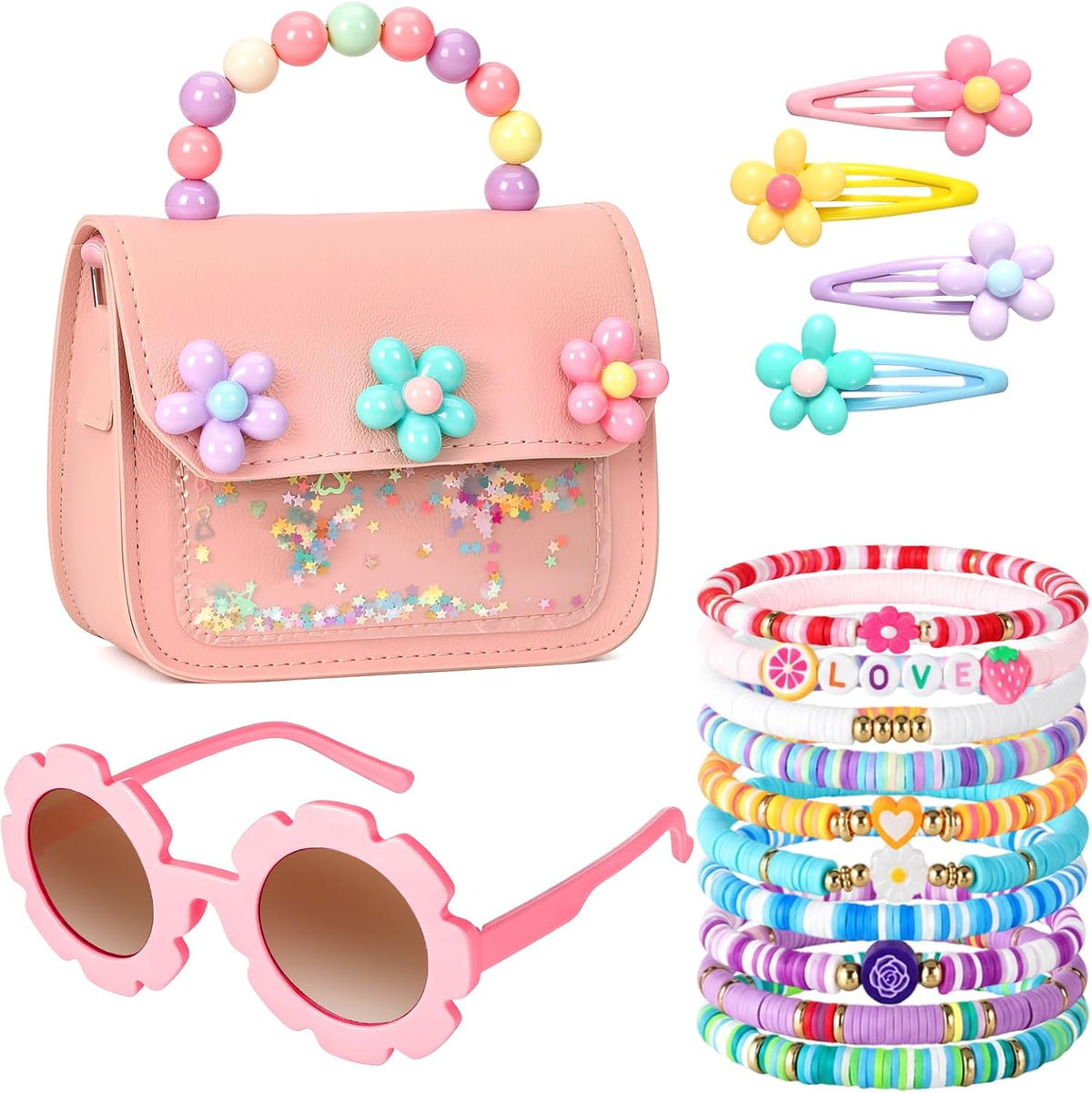 Purse for Girls, Accessories Gift Set Snap Hair Clip Bracelets