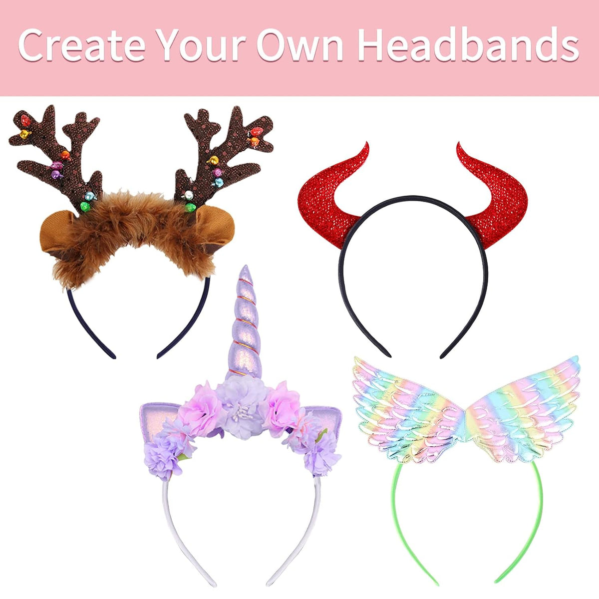 Candygirl 26pcs Headbands for Girls Women, DIY Craft Satin Headbands