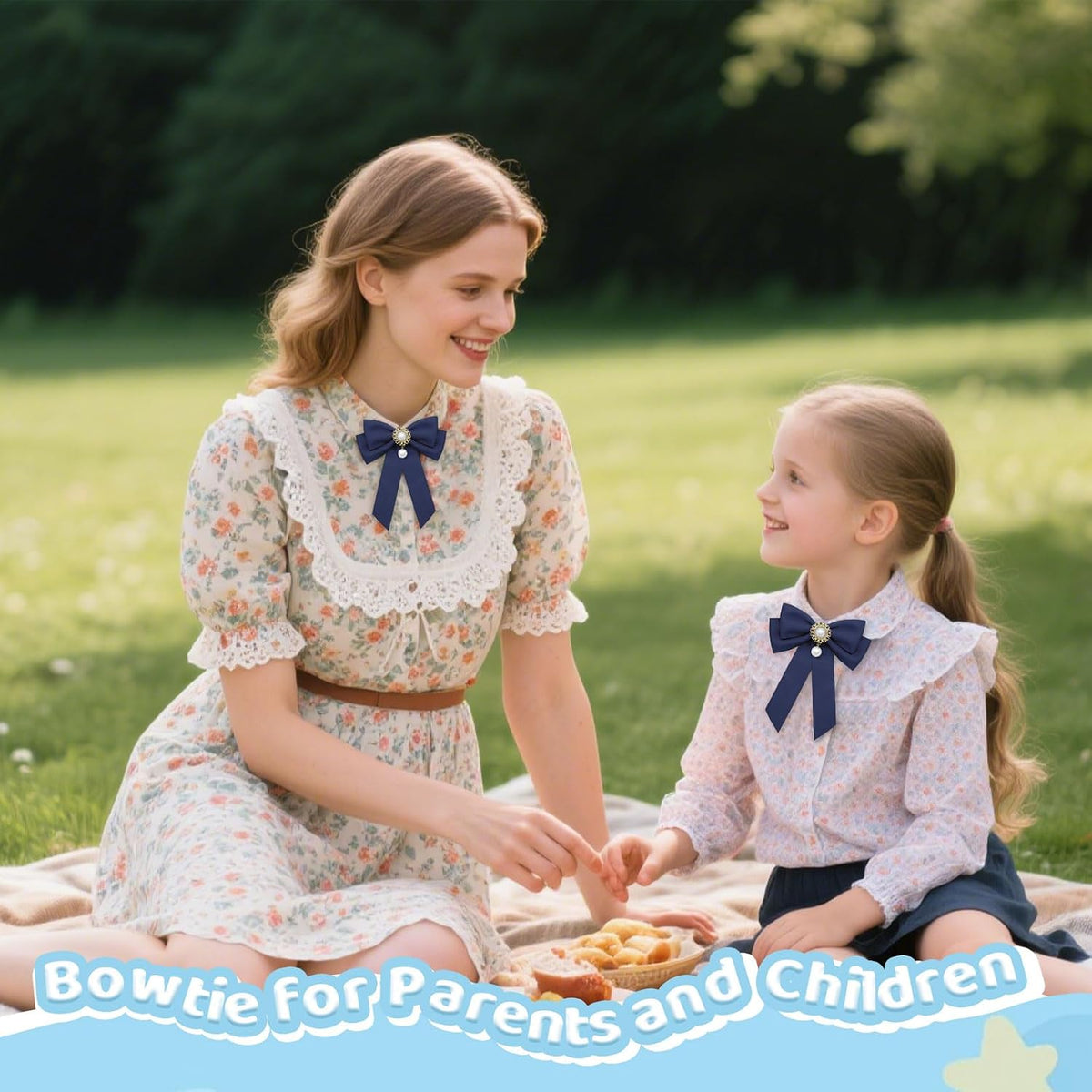 Bow Ties for Girls Womens, Pre-tied Kids Bowtie with Pearl Decor