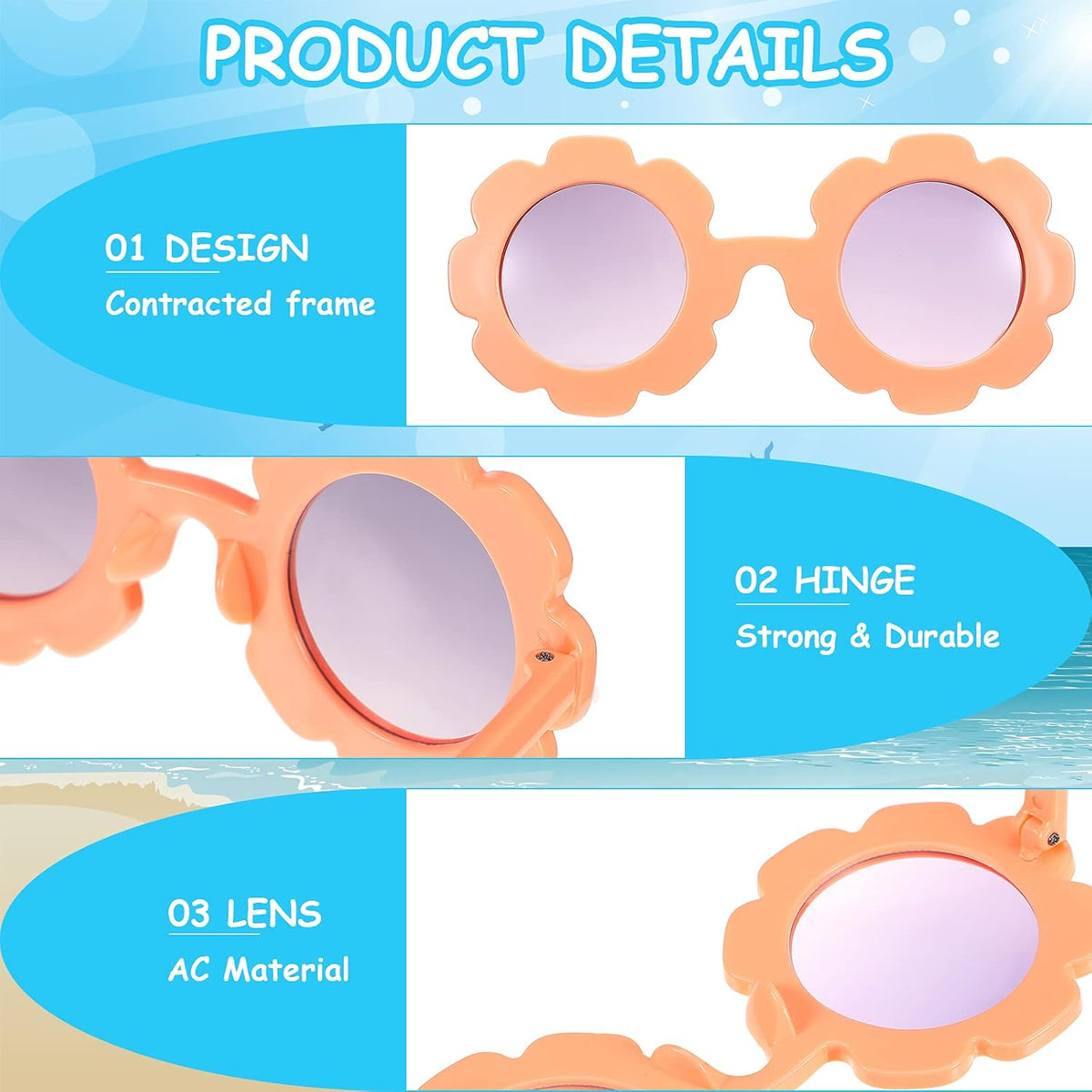 Flutesan 3 Pack Kids Flower Glasses