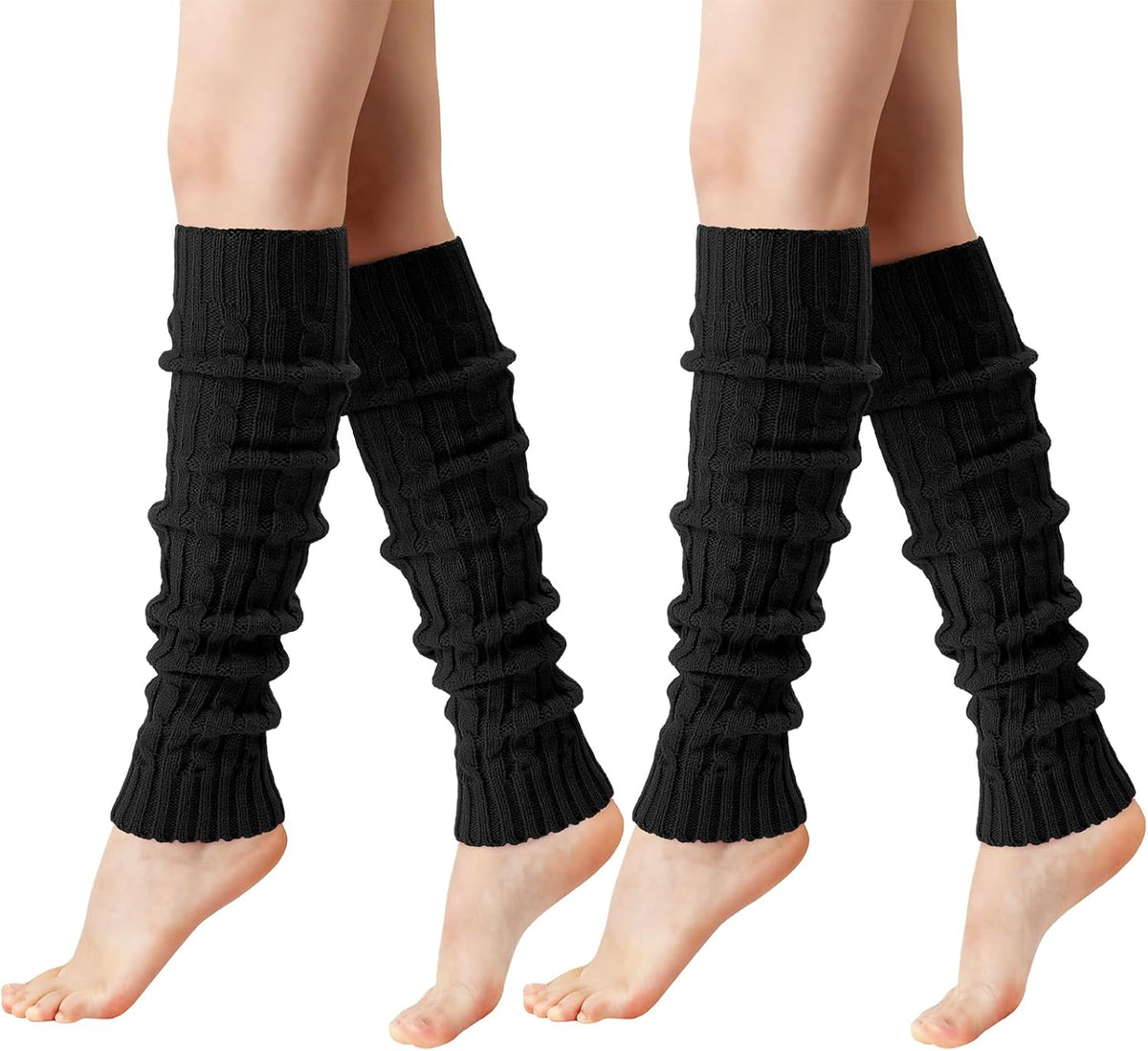 Pleneal Leg Warmers for Women Cable Knit 80s Warm Long Socks Party Sports