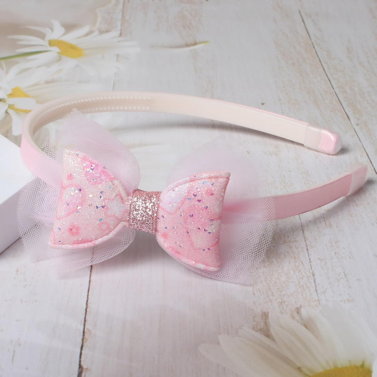 Pink Headbands for Girls Non Slip Floral Bow Headband Set 6 Pcs