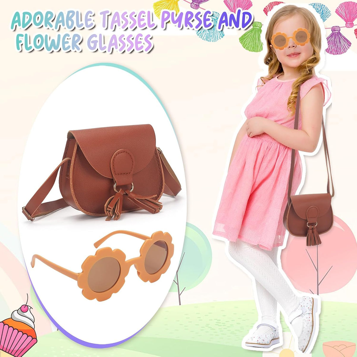 Girls Purse, Kids Crossbody Purse, Shoulder Bags for Toddler, Tassel Bags for Girls Age 2-14