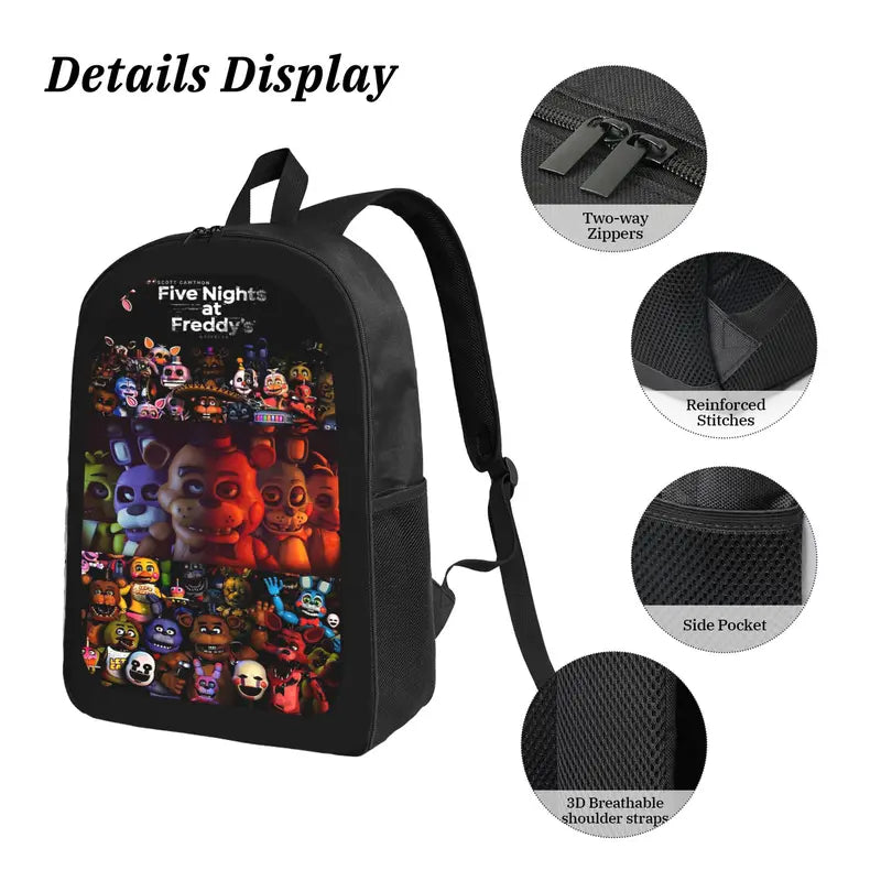 Five Nights At Freddys Backpack Set BackpackLunch Bag Pencil Case Anime FNAF Bookbag Kids Backpack Teen Backpack Travel Backpack Student Gamer Gift Back To School TikTok Viral Trendy Unisex Boys Girls Daily Carry, And Lunchbox Set Backpacks