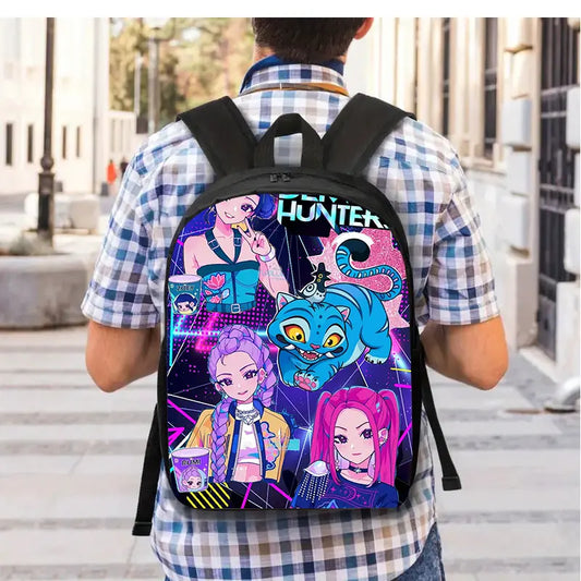 Demon Hunter 3pcs Print Backpack Set - Lightweight Travel Bag, Multifunctional Organizer And Pouch | Adjustable Shoulder Strap, Fashionable Design, Suitable for Teens, for Teenager, For Teenager