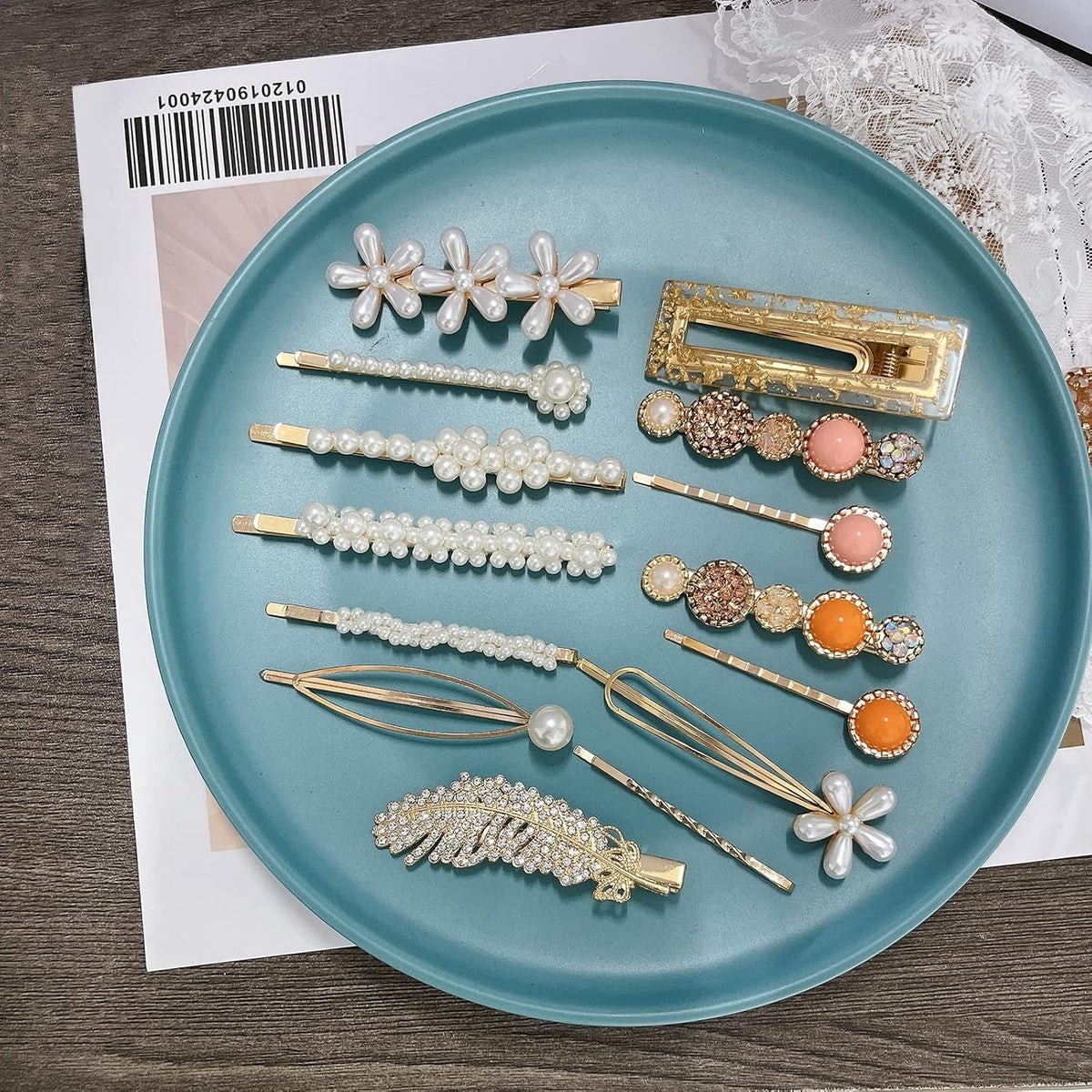 Mehayi 20 PCS Pearl Hair Clips Set Fashion Korean Acrylic Resin Hair Barrettes, Bobby Pins Hairpins for Women and Ladies Girls Headwear Styling Tools, Hair Accessories for Decorative Party Wedding