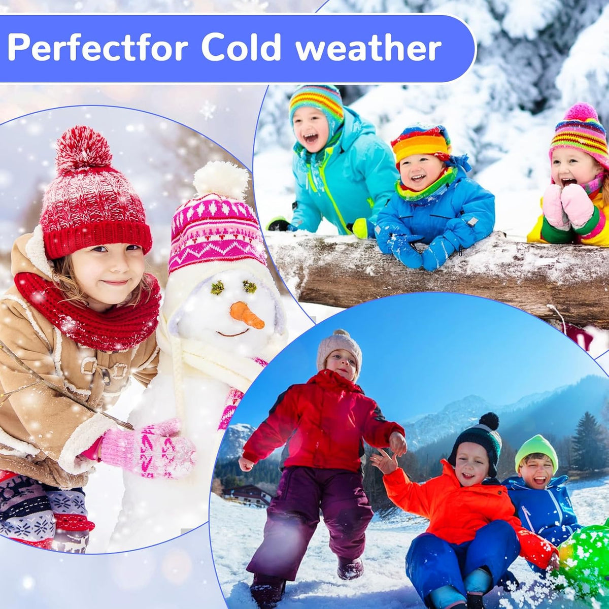Abeillo Warm Kids Winter Knit Scarves Soft Knitted Neck Warmer Scarf Warm Scarves Wrap for Boys Girls