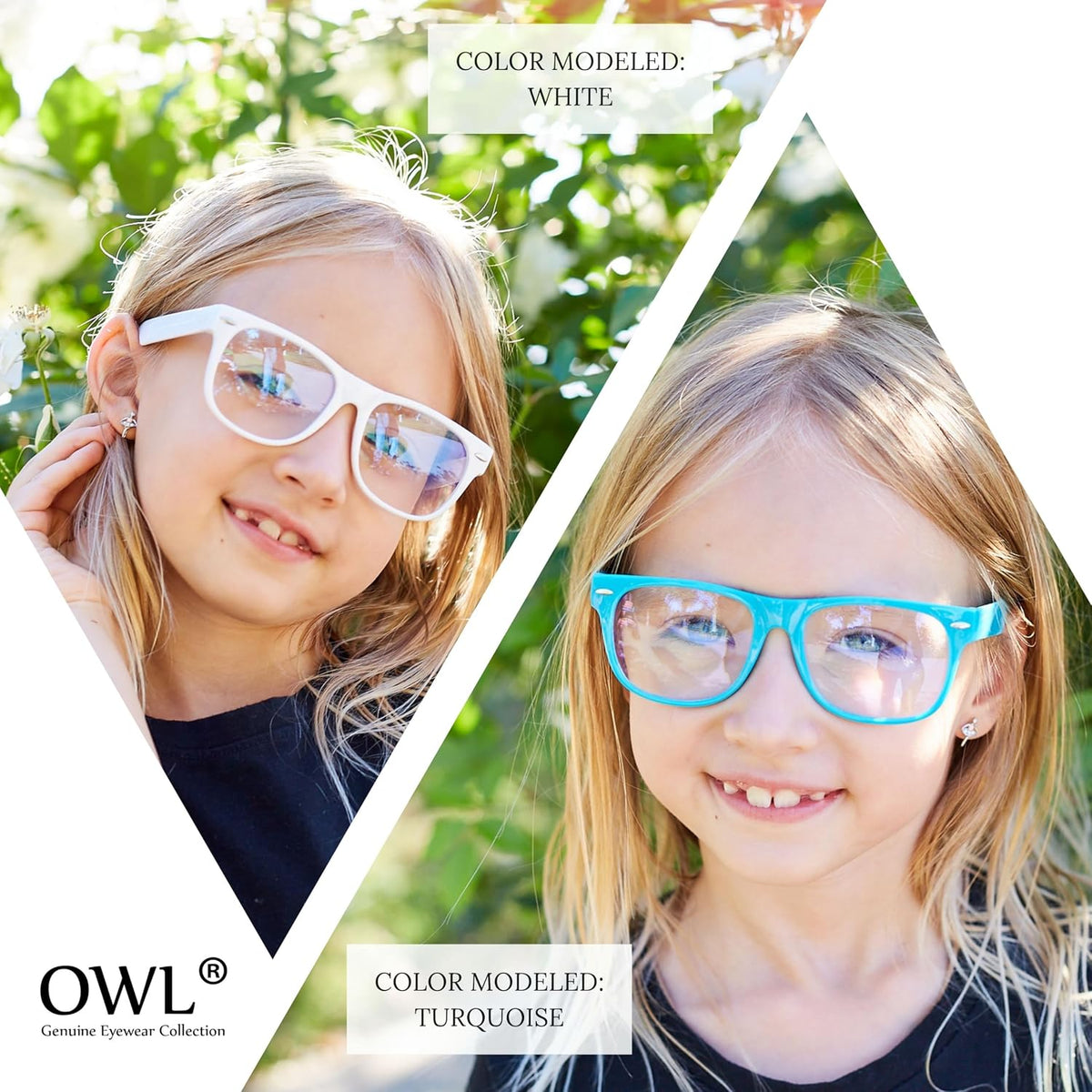 OWL Kids Clear Lens Colored Glasses Protect Child's Eyes from UVB UVA