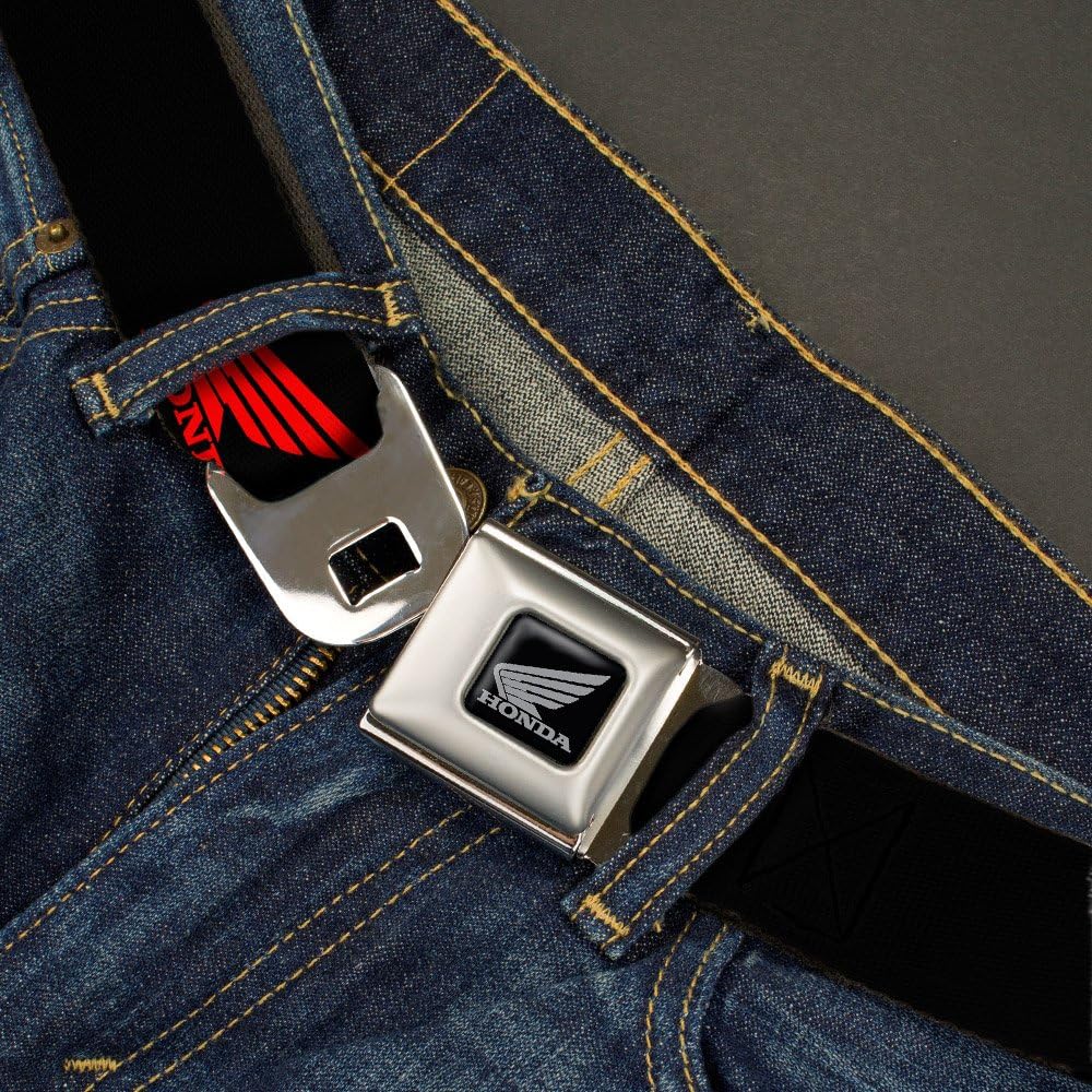 Buckle-Down Seatbelt Belt - HONDA Motorcycle Logo Black/Red - 1.0" Wide - 20-36 Inches in Length