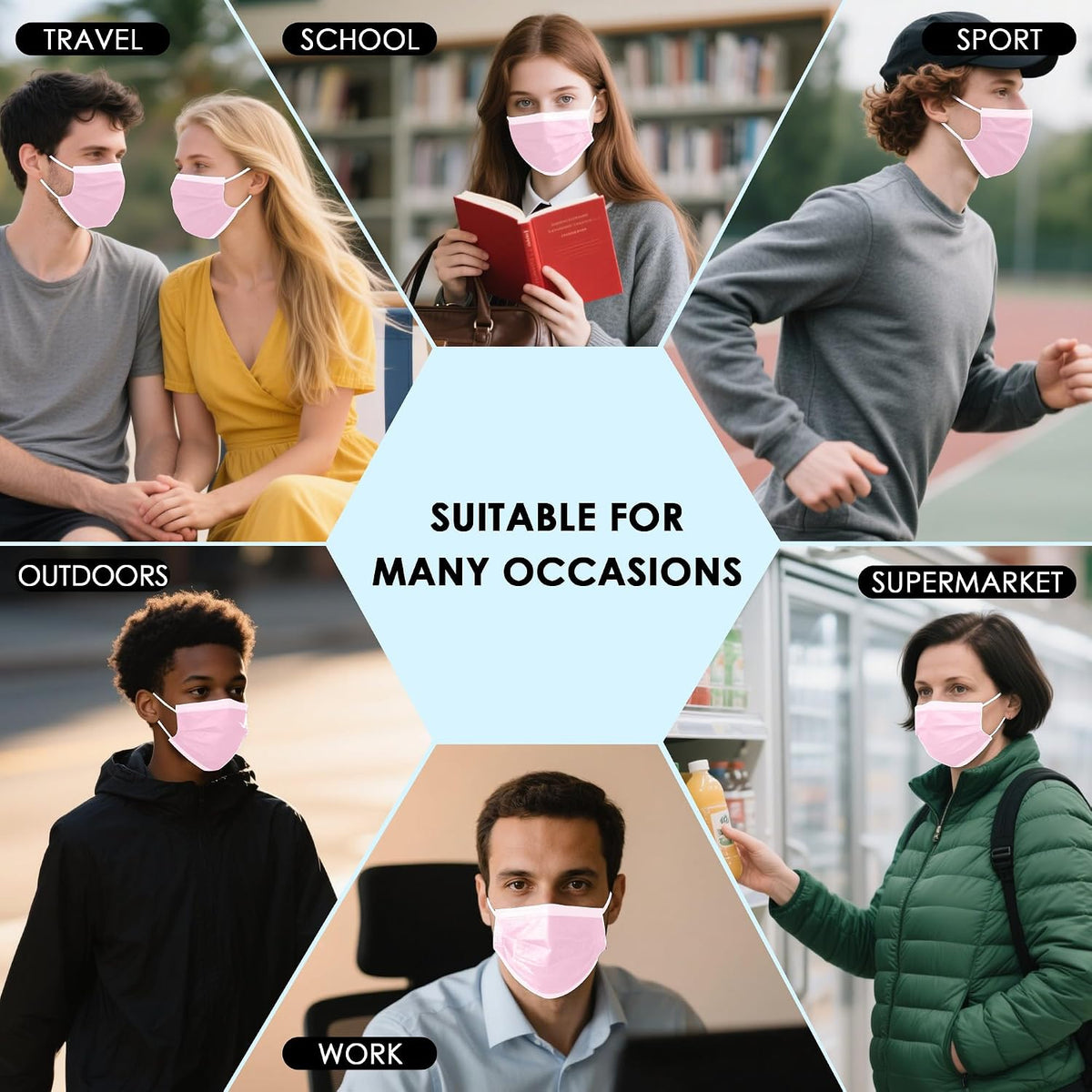 NNPCBT 3 ply Disposable Masks Breathable Face Masks for Adults