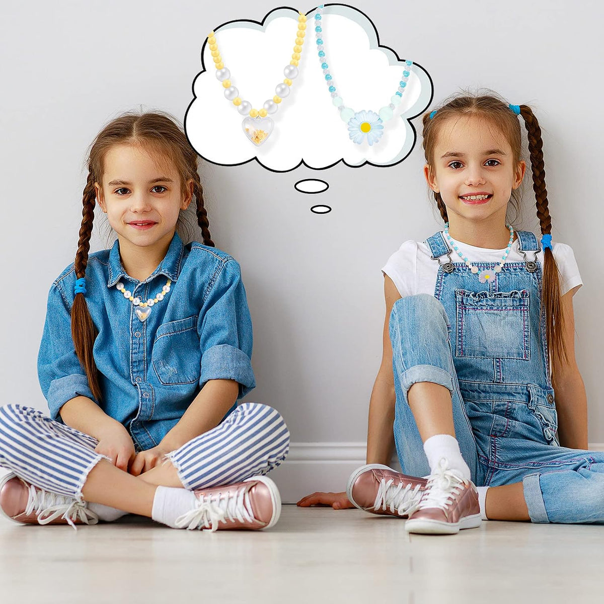 Sumind 6 Sets Toddler Jewelry for Little Girls, Beaded Gift, Flower Style