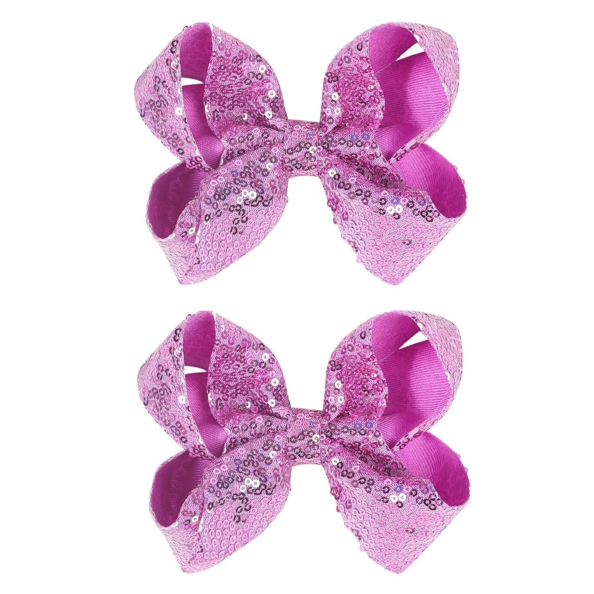 2 PCS Enchanting 5-Inch Fairy Fashion Bow Hairpin: Multicolor Option Sequins Hair Clip for Kids and Teenage Girls (Black)