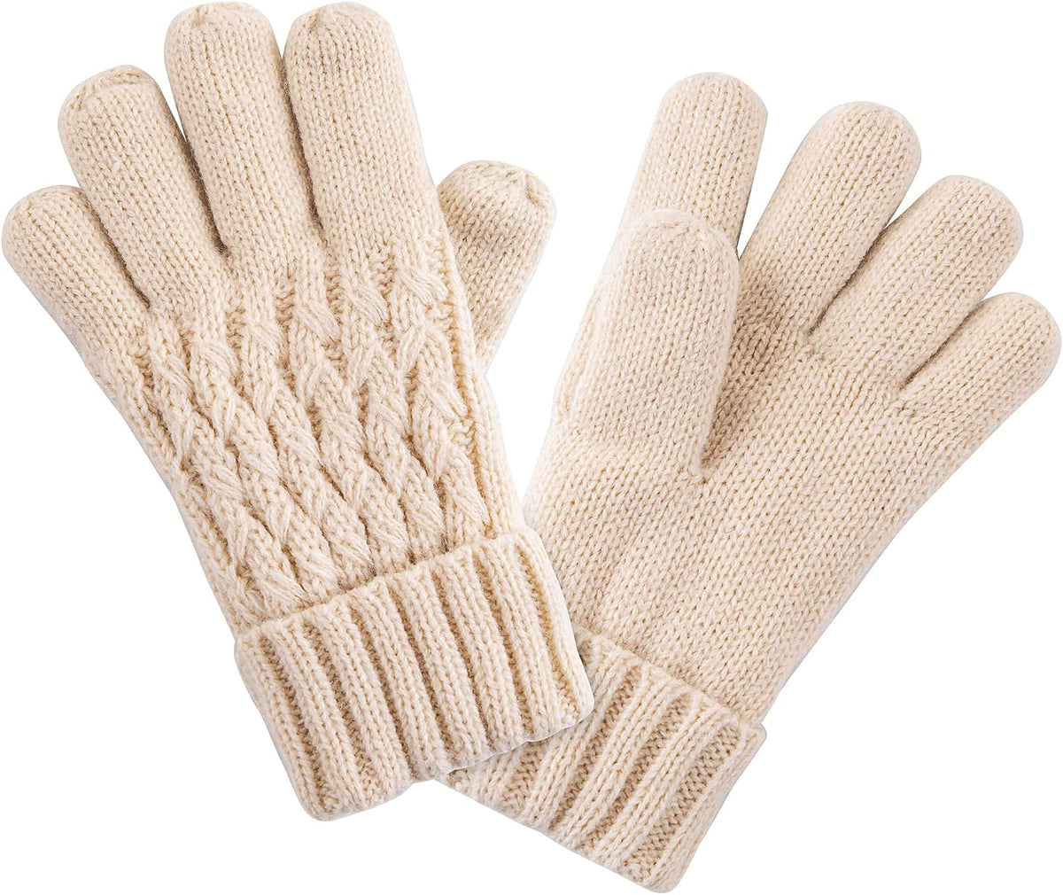 Kids Pompom Winter Beanie Hat Scart Gloves Set,Boys Girls Knitted Fleece Lined Woollen Hat for Children's 3-9 Years
