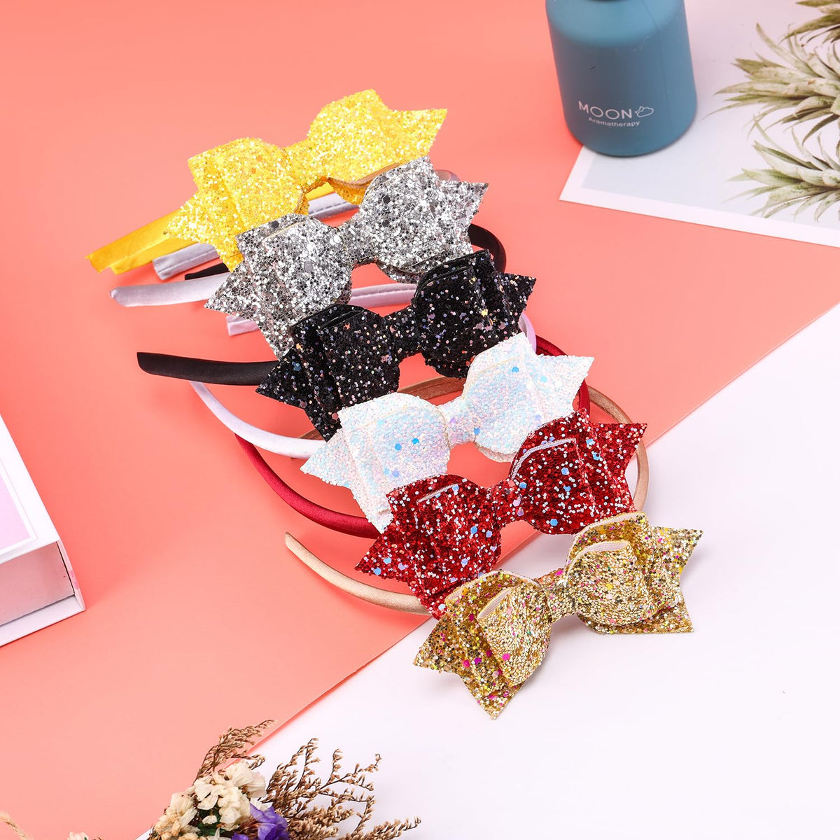 Glitter Girls Headband, Sparkly Sequin Heart Butterfly Star Hair Accessory for Kids, Cute Toddler Headband for Christmas, Halloween, Birthday Parties, Gift for Girls(Gold)