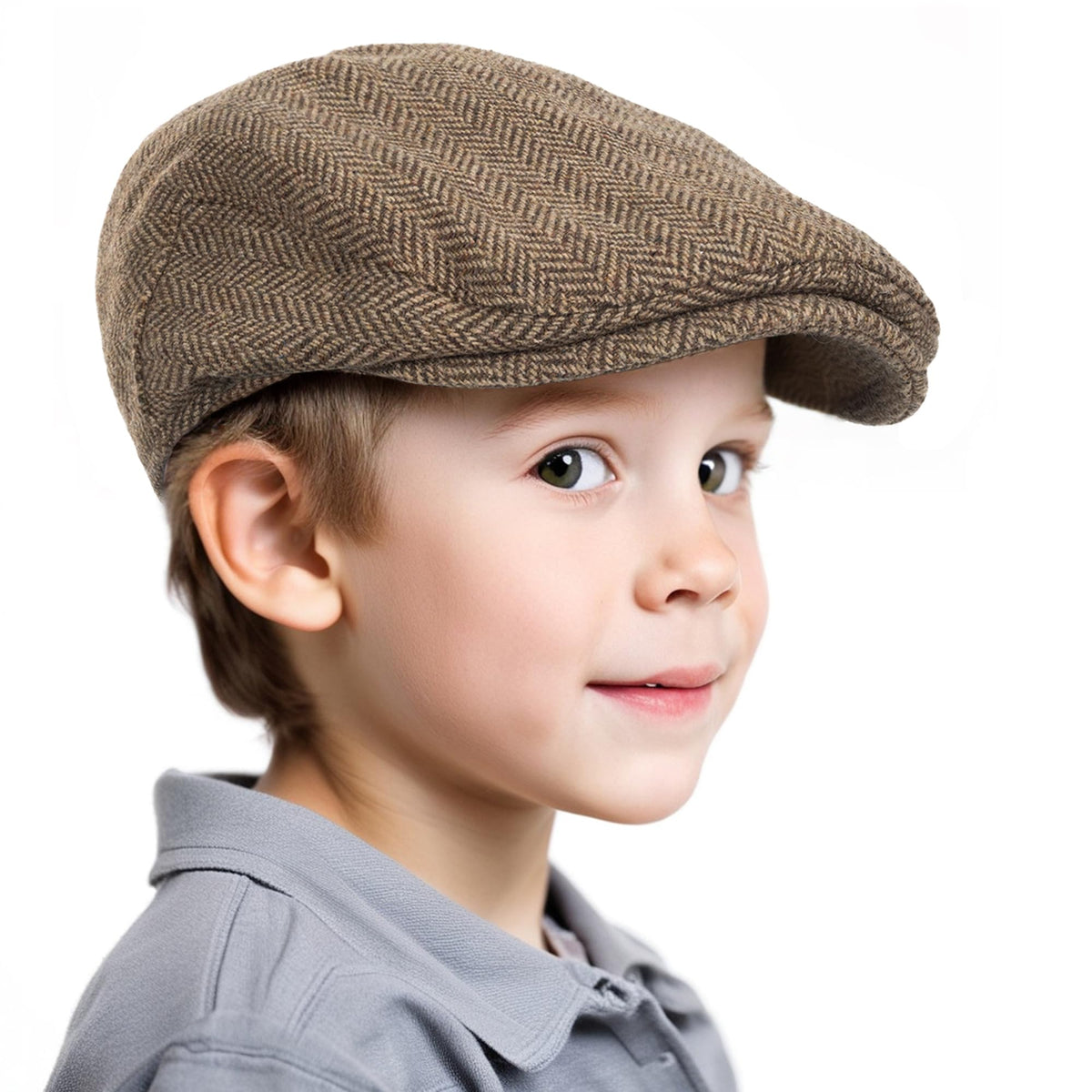Boys Kids Herringbone Tweed Newsboy Cap Toddler Dress Up Fedora 4-9T