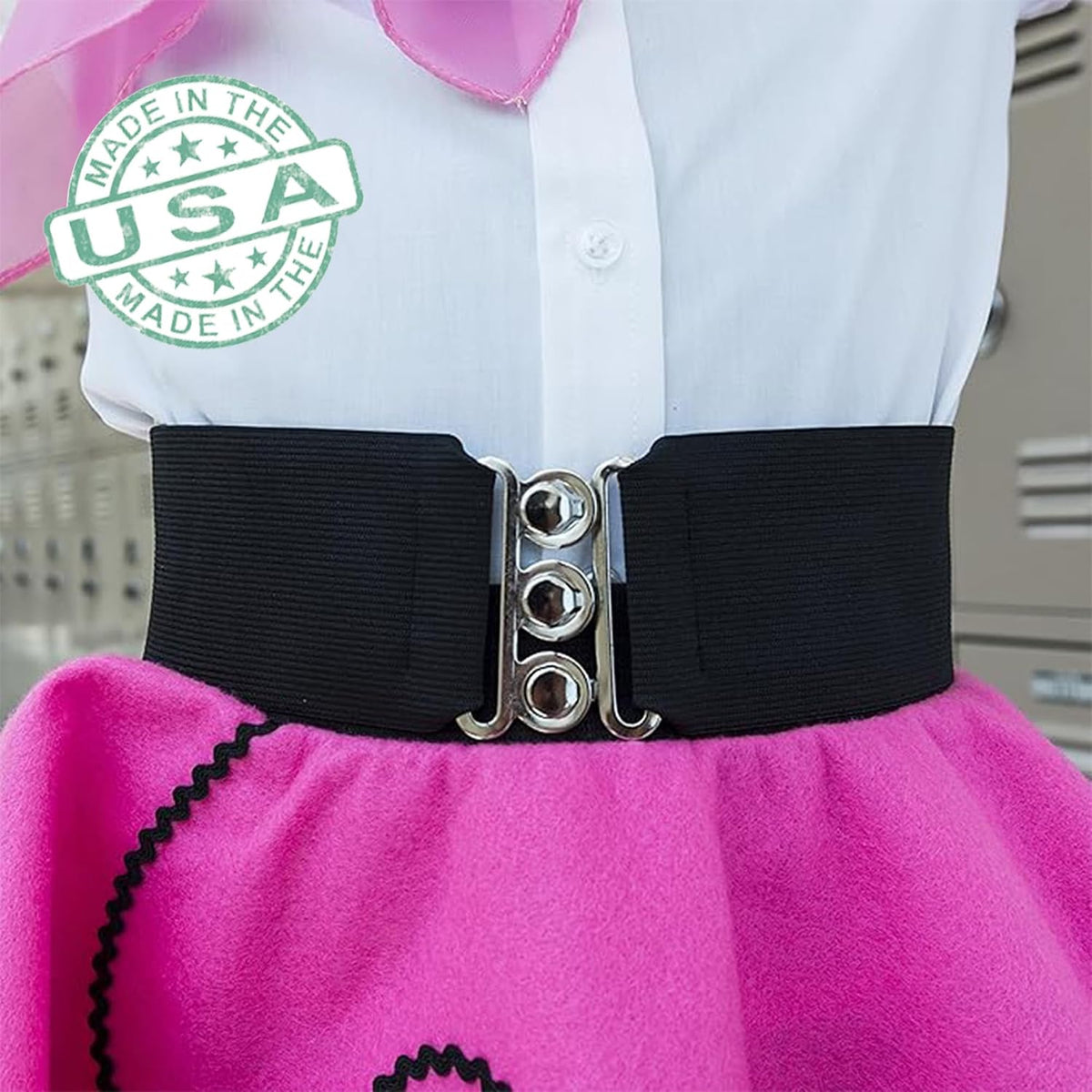 Hip Hop 50's Shop 1950s Child Style 2.5" Wide Elastic Cinch Belt for Girls